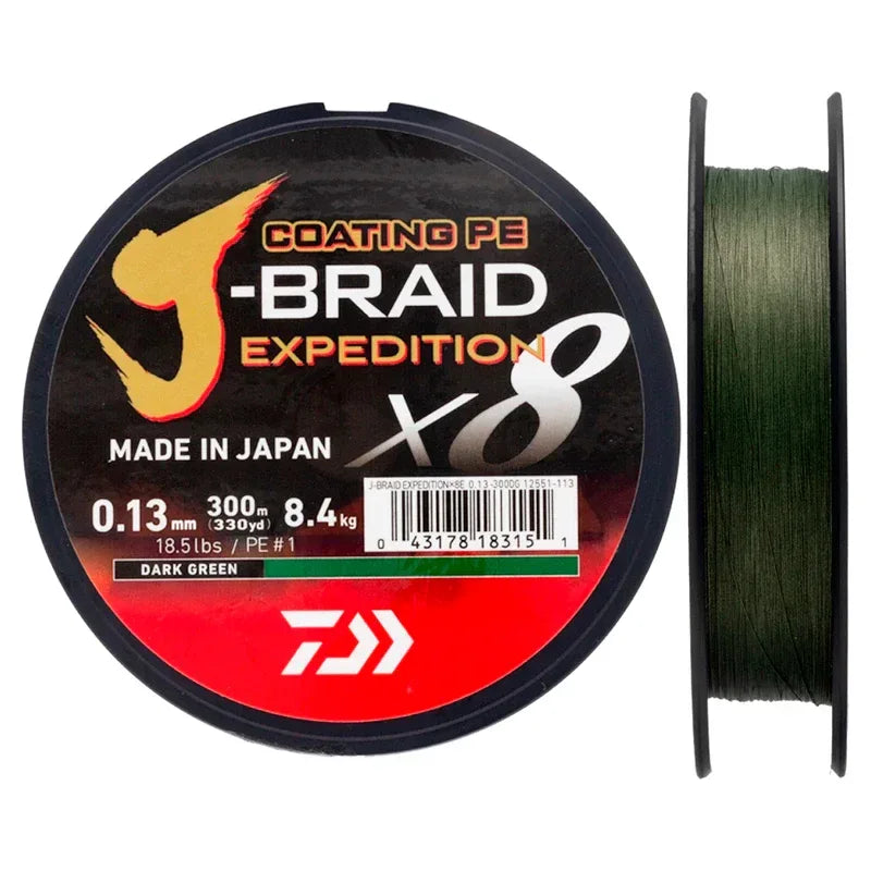 Daiwa J-Braid Expedition X8 Dark Green 3000 m kuitusiima - Happy Angler