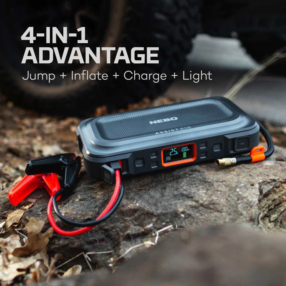 NEBO Assist Air Jump Starter apukäynnistin + virtalähde + kompressori