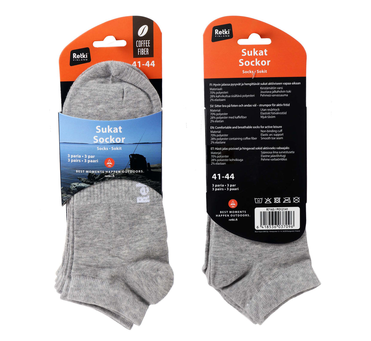 Retki sockor kaffefiber 41-44 3 par/pkt