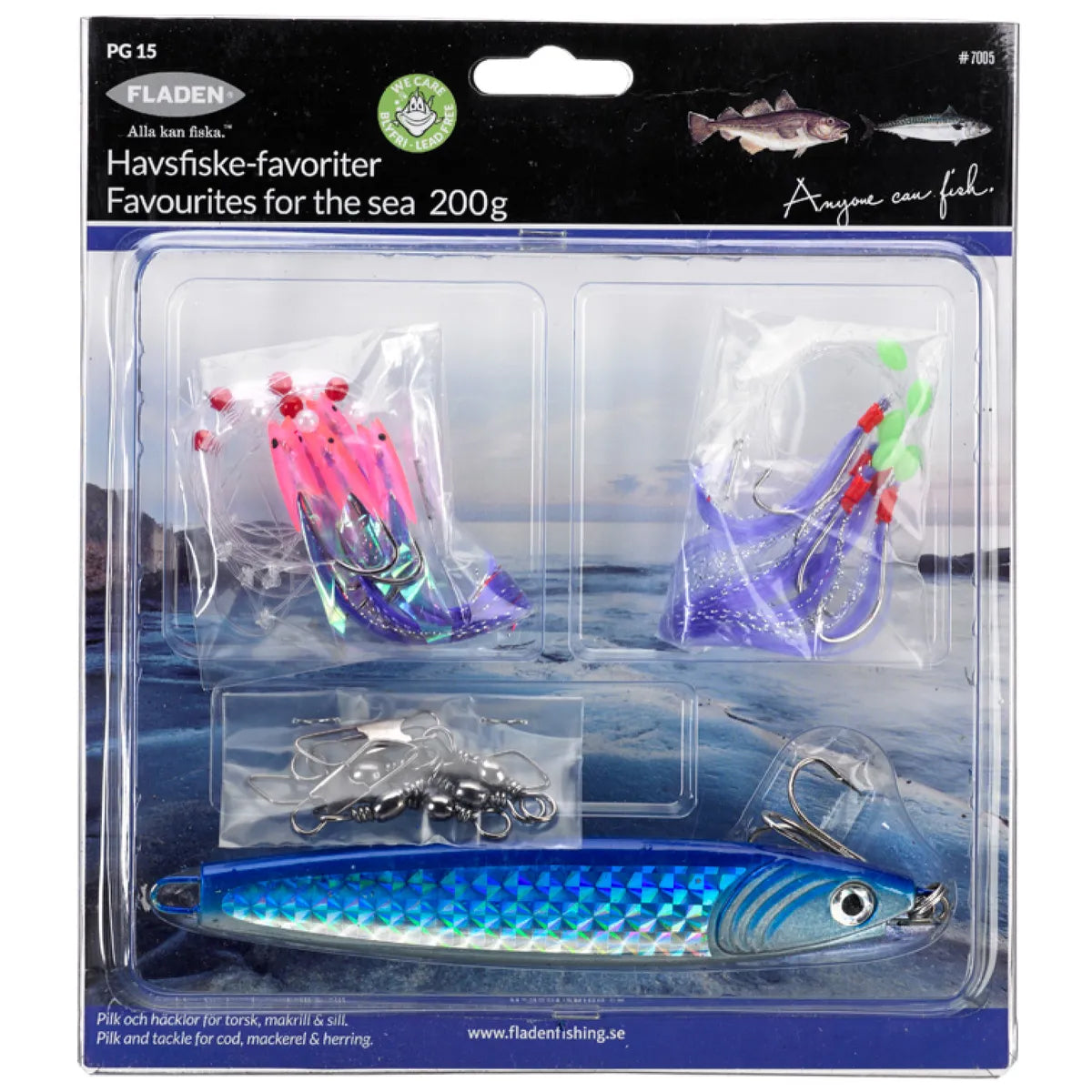 Fladen Deepsea Fishing 200 g kastpilk + 2 riggar