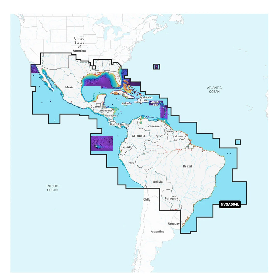 Garmin Navionics Vision+ NVSA004L Mexiko, Karibien till Brasilien, inlandsvatten och kust sjökort