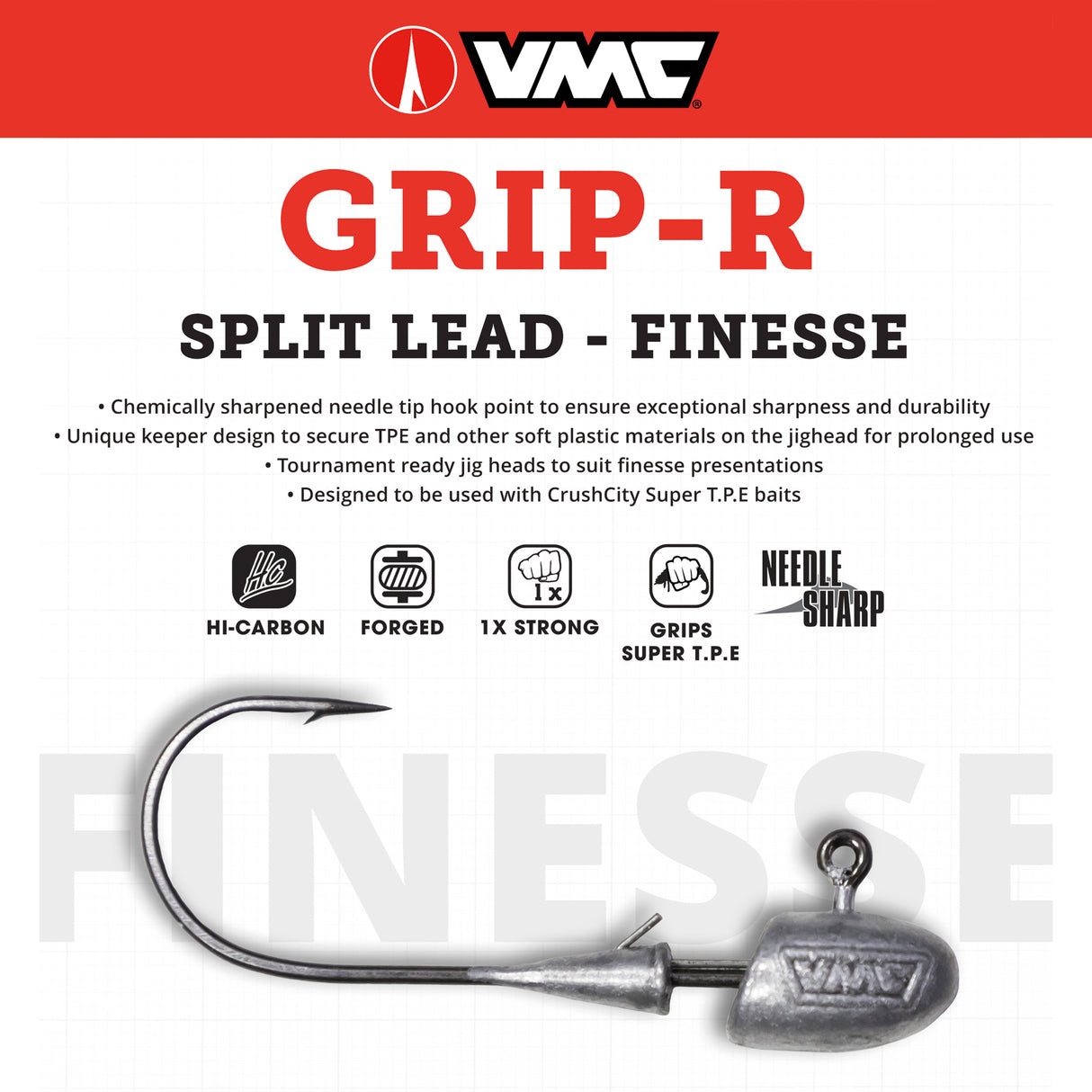 VMC Grip-R Finesse jiggskalle 4,8 g 5 st/pkt
