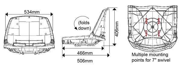 Oceansouth Fisherman Seat taittuva veneistuin, harmaa/antrasiitti - Happy Angler