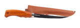 Mustad 15 cm filetti puukahvalla ja nahkatuppi