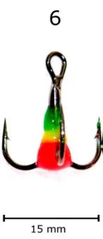 JASU 3-haarainen värikoukku #6 2 kpl/pkt - Happy Angler