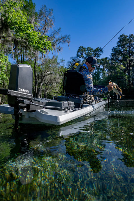 Garmin Force Current kajakkimoottori Power Steer polkimilla - Happy Angler
