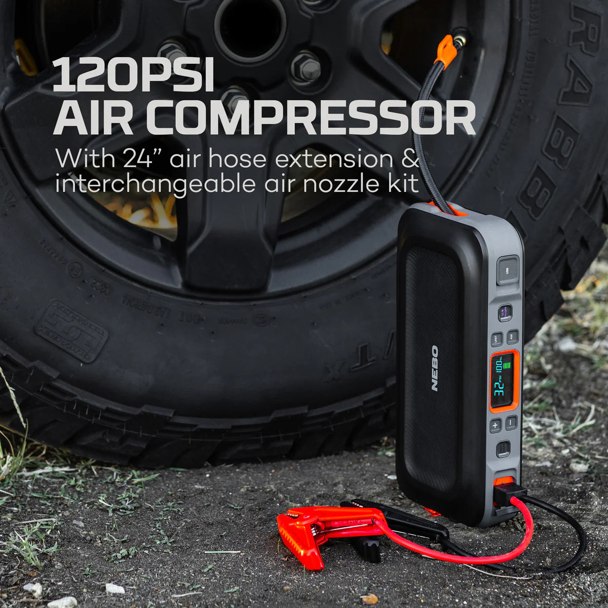 NEBO Assist Air Jump Starter apukäynnistin + virtalähde + kompressori