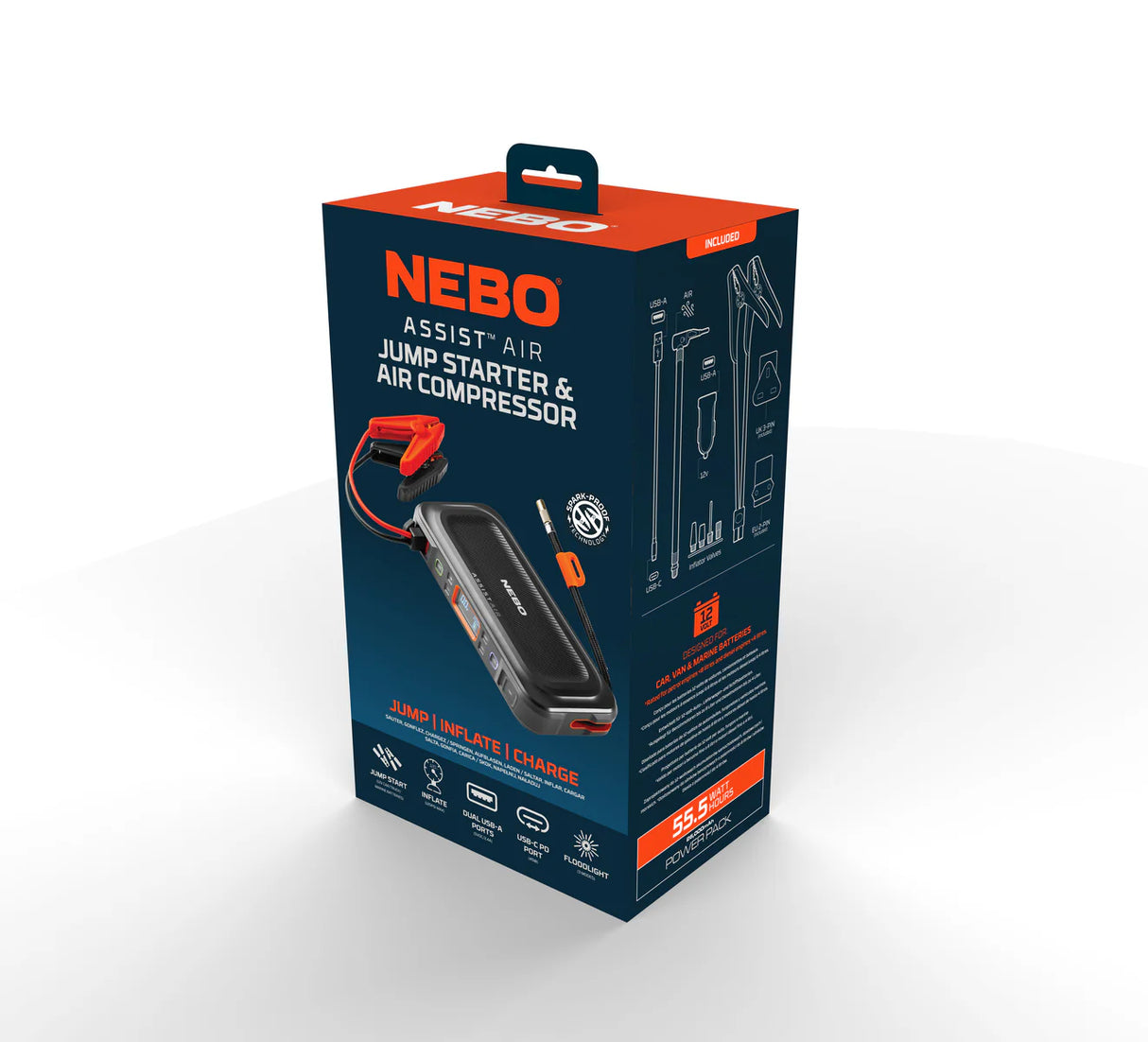 NEBO Assist Air Jump Starter apukäynnistin + virtalähde + kompressori