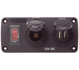 Blue Sea pistorasiapaneeli 12V + 2 x USB-A