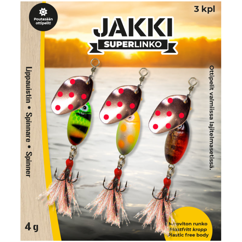 Jakki SuperLinko 13 g Soligt väder spinnarsortiment 3 st/pkt
