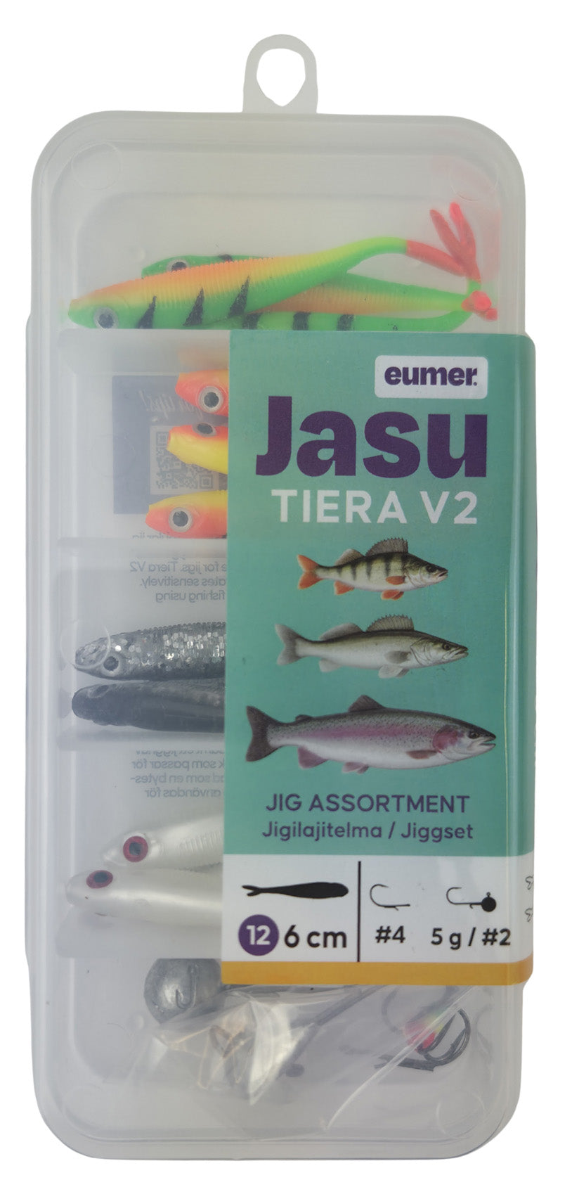 Jasu Tiera V2 6 cm jiggsortiment 12 st + jigghuvuden