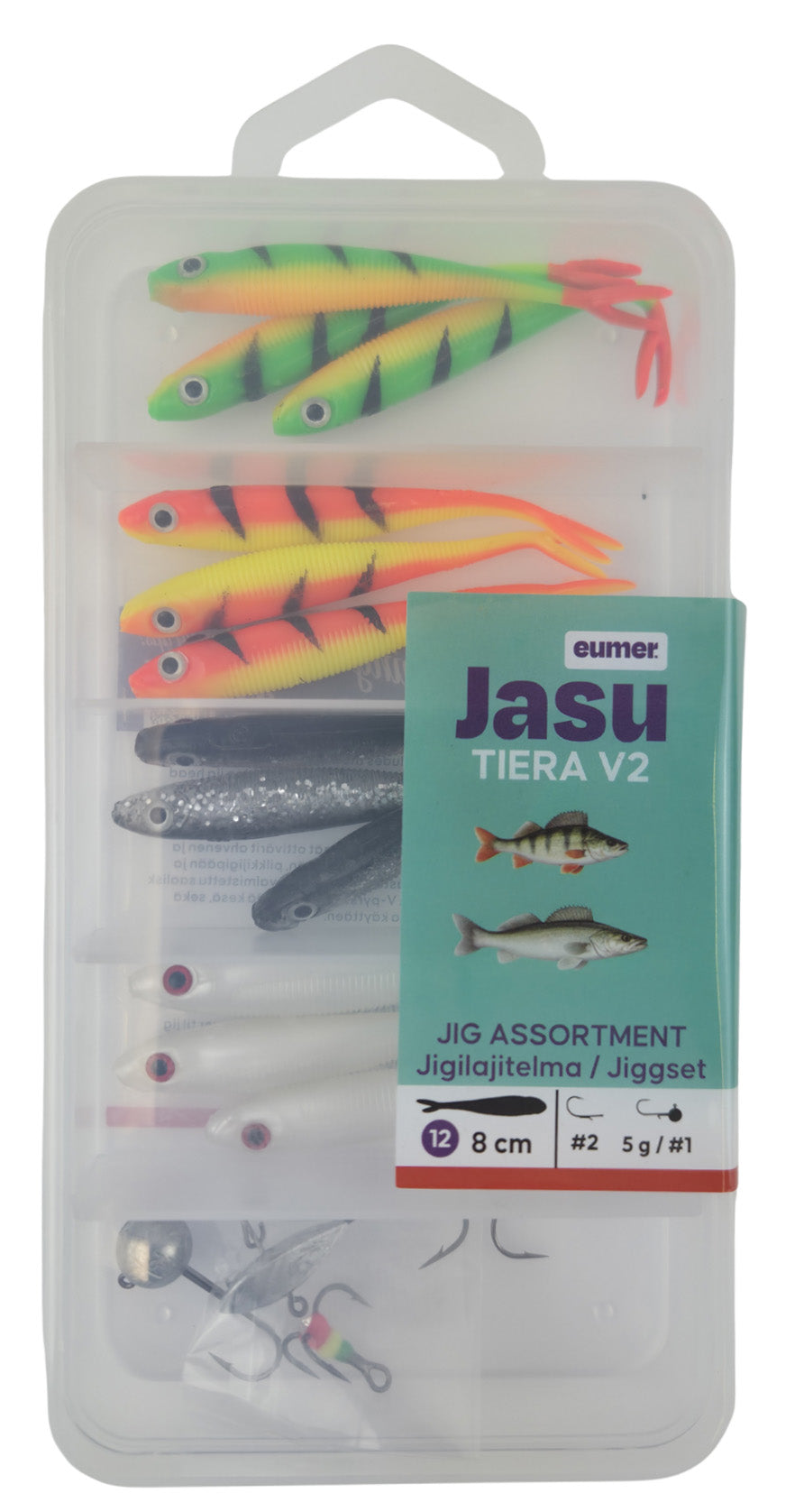Jasu Tiera V2 8 cm jigilajitelma 12 kpl + jigipäät