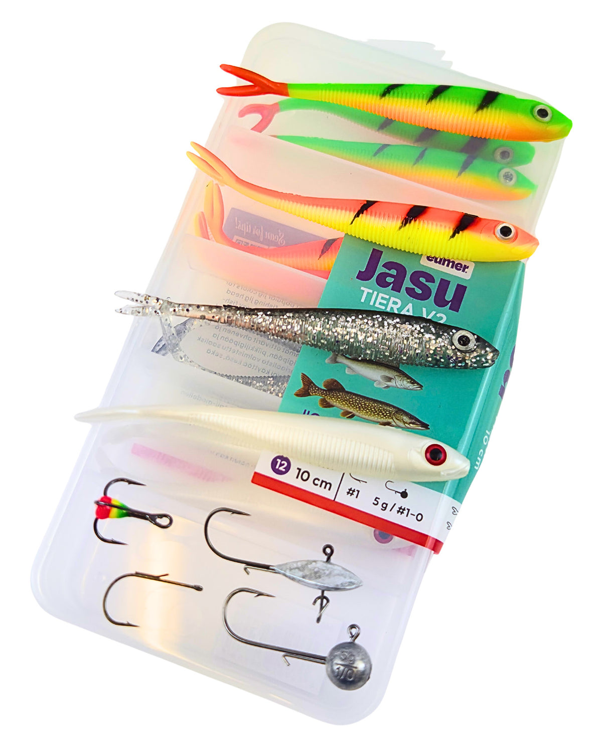 Jasu Tiera V2 10 cm jiggsortiment 8 st + jigghuvuden