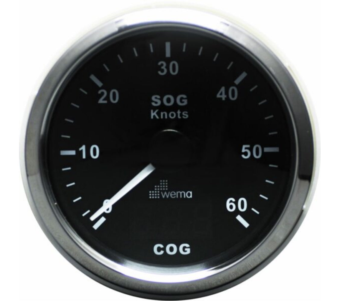 Wema GPS nopeusmittari 0-60 solmua musta RST