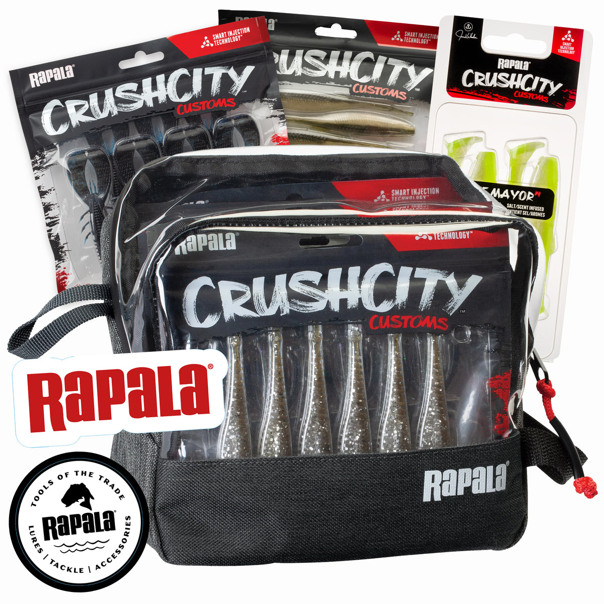 Rapala CrushCity Soft Pack Finesse Limited Edition jiggsortiment + Rapid Pack väska