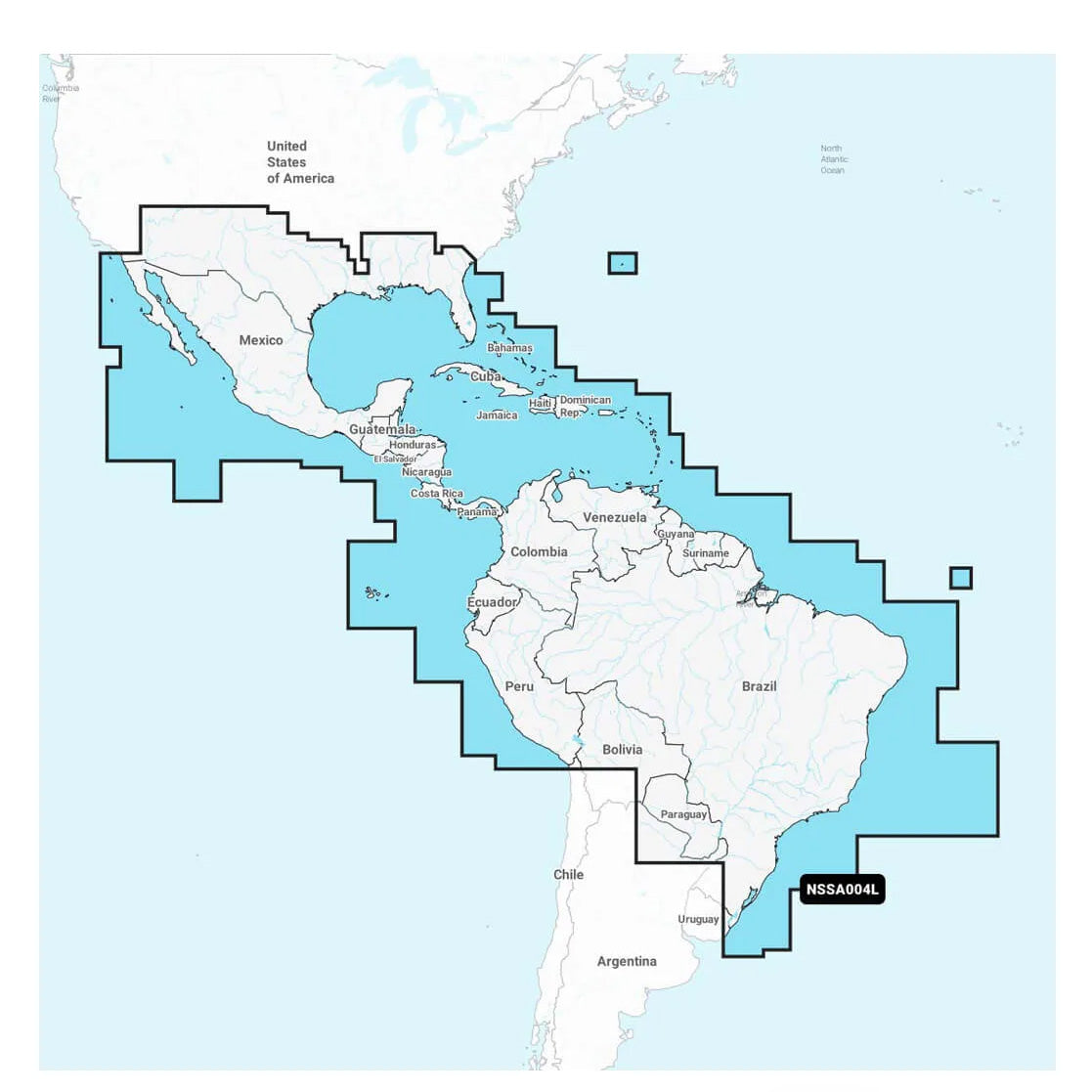 Garmin Navionics+ NSSA004L Mexiko, Karibien till Brasilien, inlandsvatten och kust sjökort