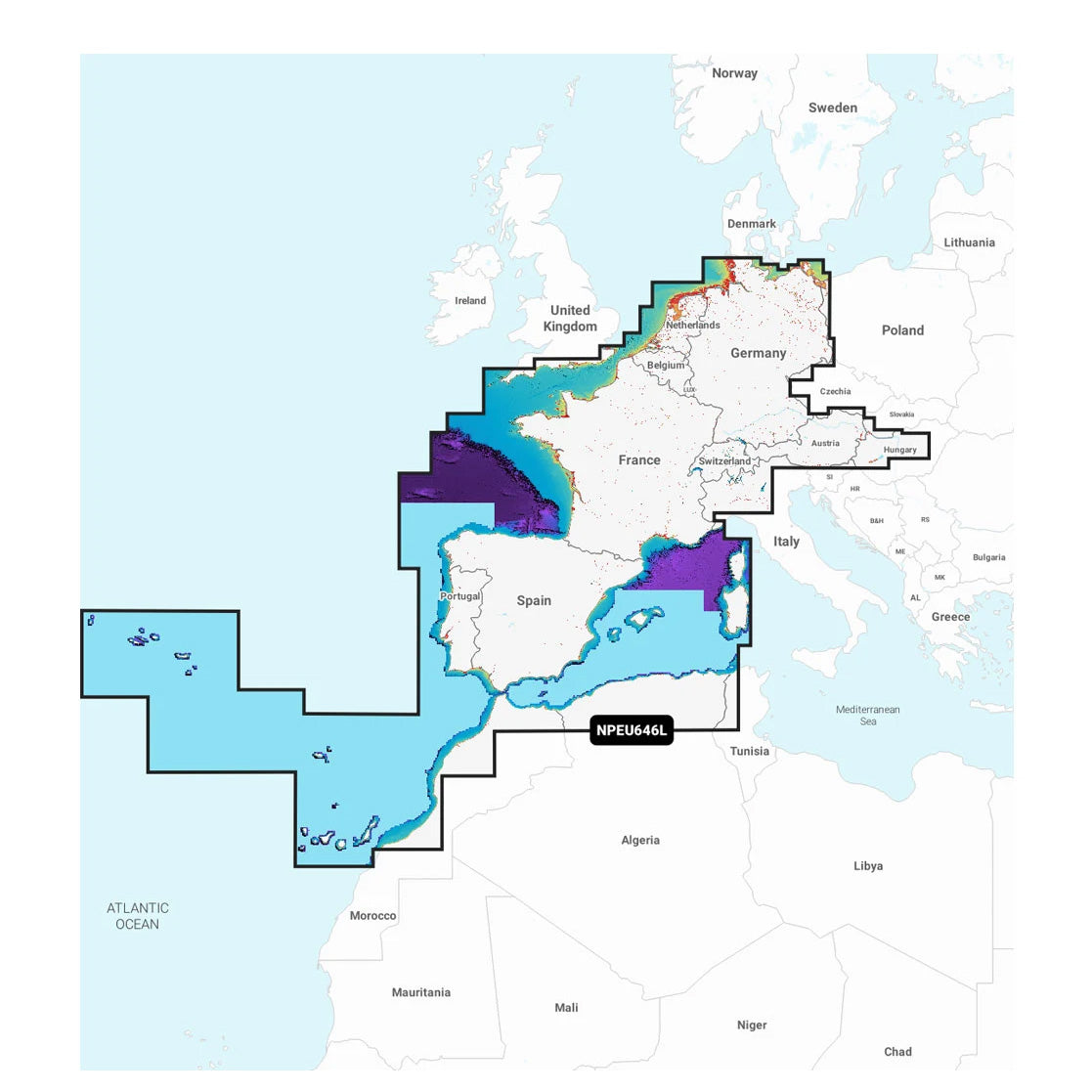Navionics Platinum+ NPEU646L Europa, centrala och västra sjökort