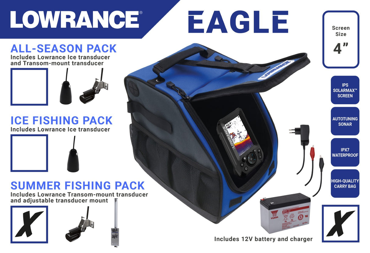 Lowrance Eagle 4 Summer Pack kannettava kaikuluotain