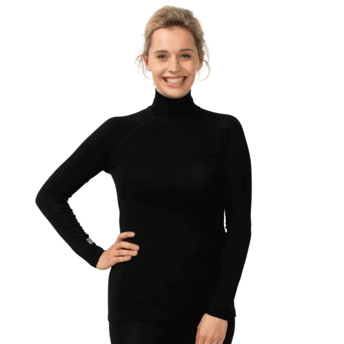 North Outdoor Active merinovilla 210 naisten aluskerraston paita, musta - Happy Angler