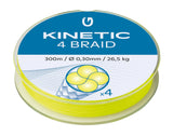 Kinetic 4 Braid Fluo Yellow 300 m kuitusiima - Happy Angler