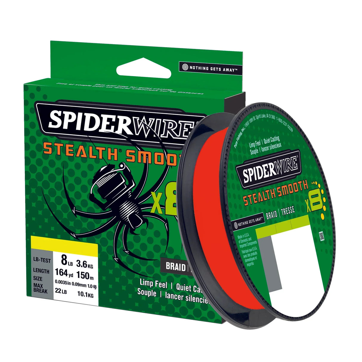 Spiderwire Smooth 8 punainen 150 m kuitusiima - Happy Angler